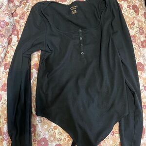 Women's Black Long Sleeve Bodysuit